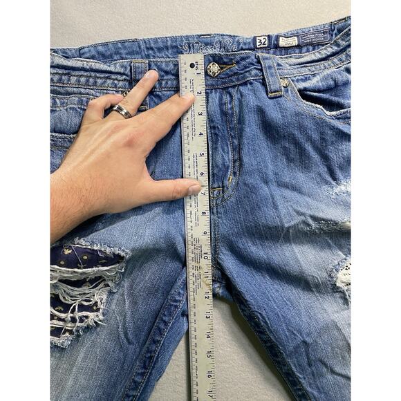 Miss Me Boyfriend Ankle Jeans Women Size 32 Blue Distressed EUC - Picture 9 of 10